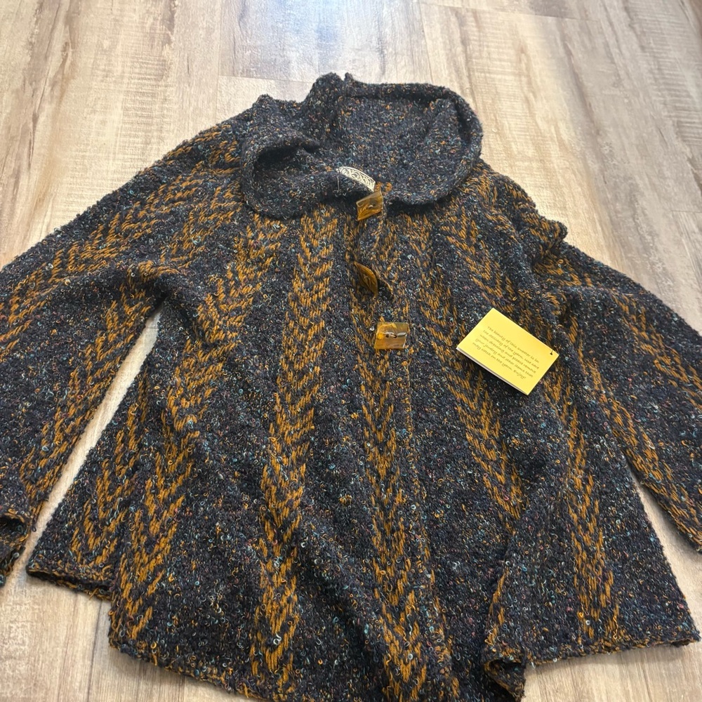 Curio Navy Brown Knit Sweater Large